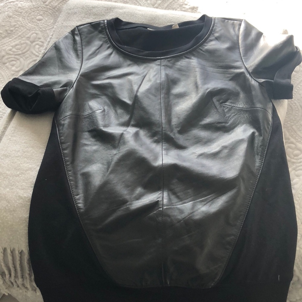 Real leather tee! Brand new, no tags